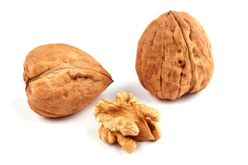 Walnuts on white