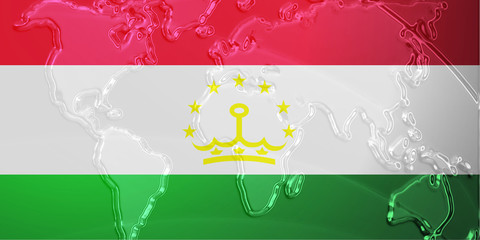Flag of Tajikistan metallic map