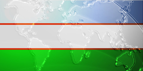 Flag of Uzbekistan metallic map