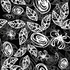 Papier Peint photo autocollant Fleurs noir et blanc Arrière-plan transparent fleur - illustration noir et blanc