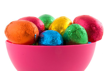 Pink bowl with easter eggs