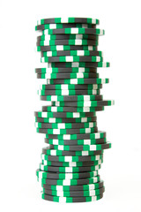 Stack of casino chips isolated over white background