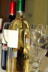 Wine bottles and wine glasses