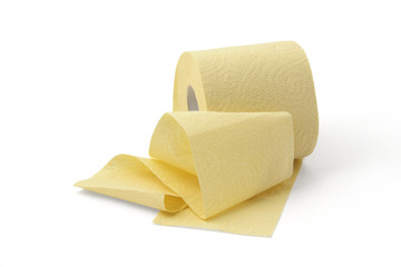 roll of yellow toilet paper