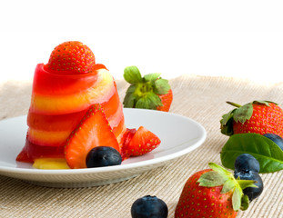 Strawberry pudding with berries