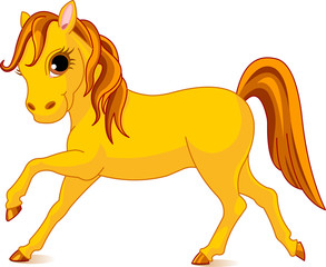 Vectorillustratie van lopend mooi geel paard
