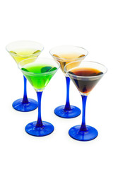 Various cocktails isolated on the white background