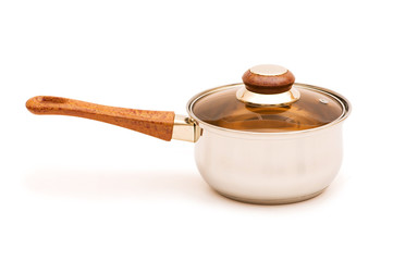 Silver saucepan isolated on the white background