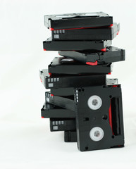 Pile of digital video tapes