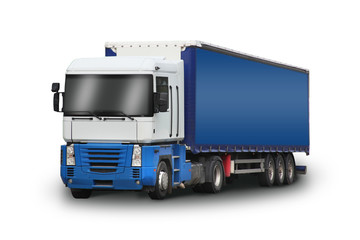 camion bleu avec ombre portee
