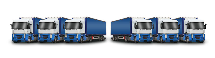 6 camions bleus