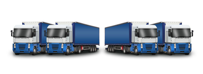 4 camions bleus