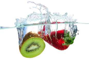 Fruits splashing water
