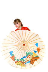 Pretty girl with japanese umbrella