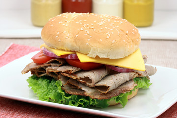 sandwich with lamb meat