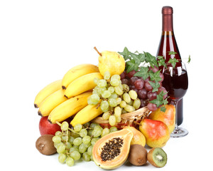 Fresh fruits and wine