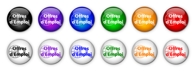 Boutons "Offres d'Emploi" (x12 - Multicolores)