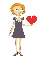 femme coeur sur la main