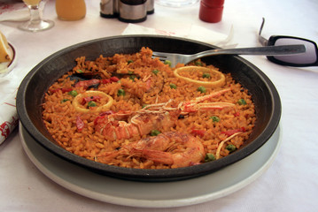 Paella with seafood