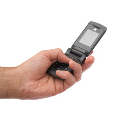 Close up of mobile telephone in hand