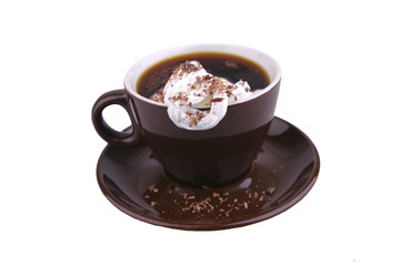 hot coffe in brown ceramic mug