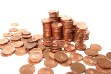 coins  on white background