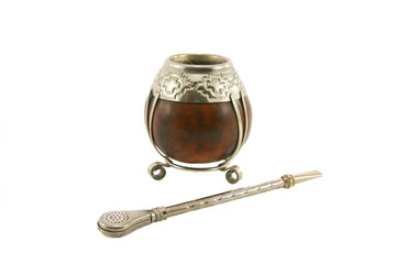 Argentinean tea, Yerba MatA©, calabash cup using a metal or wood