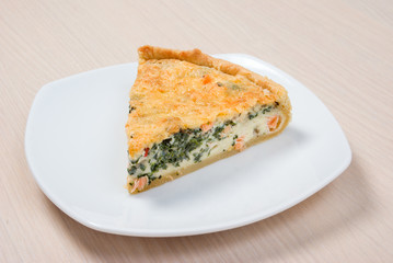 home pie with verdure and salmon