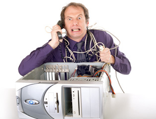 businessman computer problems