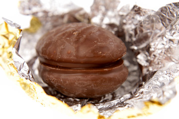 Closeup of Easter egg in foil