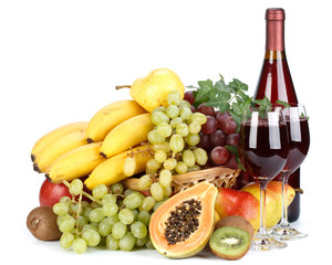 Fresh fruits and wine