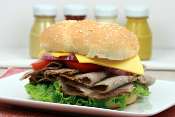 sandwich with lamb meat