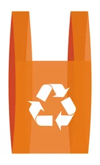 Fototapeten Recycling symbool in a red shopping bag © Cienpies Design
