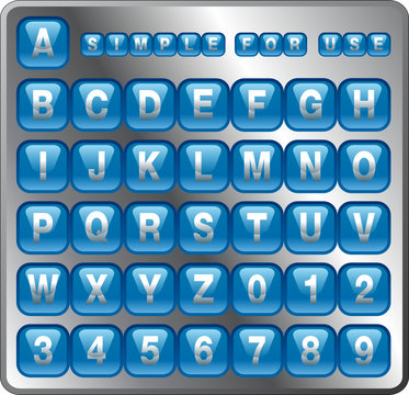 Blue Alphabet Buttons