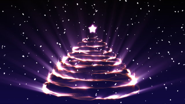 Christmas tree and snow falling loopable animation