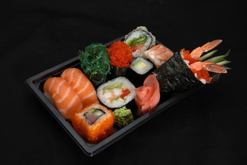 mix japanese rolls and sushi assorting