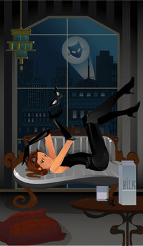 cat-woman is resting