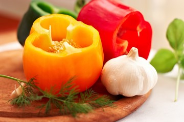 Pepper with garlic and fresh herbs