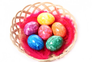 easter eggs in a basket