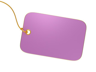 Blank lilac Tag isolated on white background