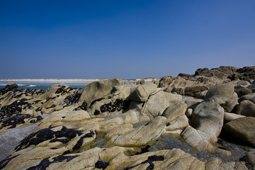 Fototapeta na wymiar rocks on a beach in brittany