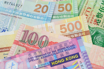 Fototapeta na wymiar Hong Kong dollar bills closeup