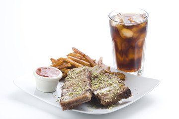 fresh american ribs oregano bbq sausace