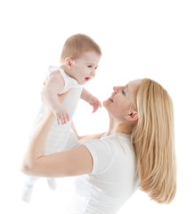 Portrait of happy mother with joyful baby