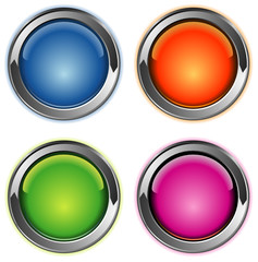 Set of metallic buttons