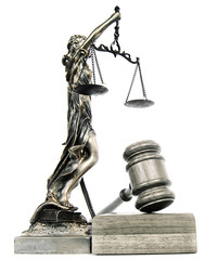 Lady justice and a gavel