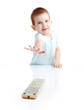 The little boy with the control panel from the TV