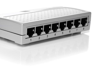 router, commutator, switchboard with the connected cables