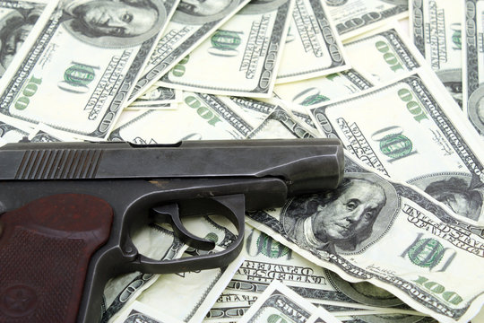 Gun and counterfeit money