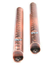 two metal mezuza's cases in perspective